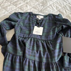 Pomander Place Black and Green Plaid Dress